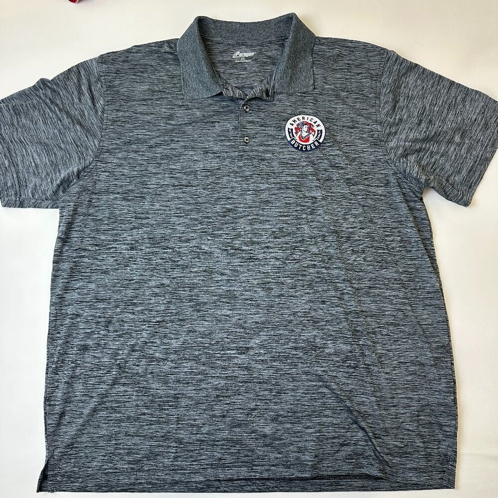 Paragon Polo Shirt Mens 2XL Gray American Butcher Patch Performance Golf